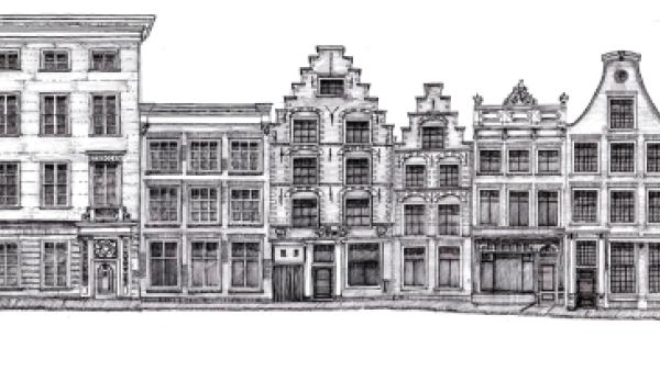 Damstraat, tekening Sak van der Boom